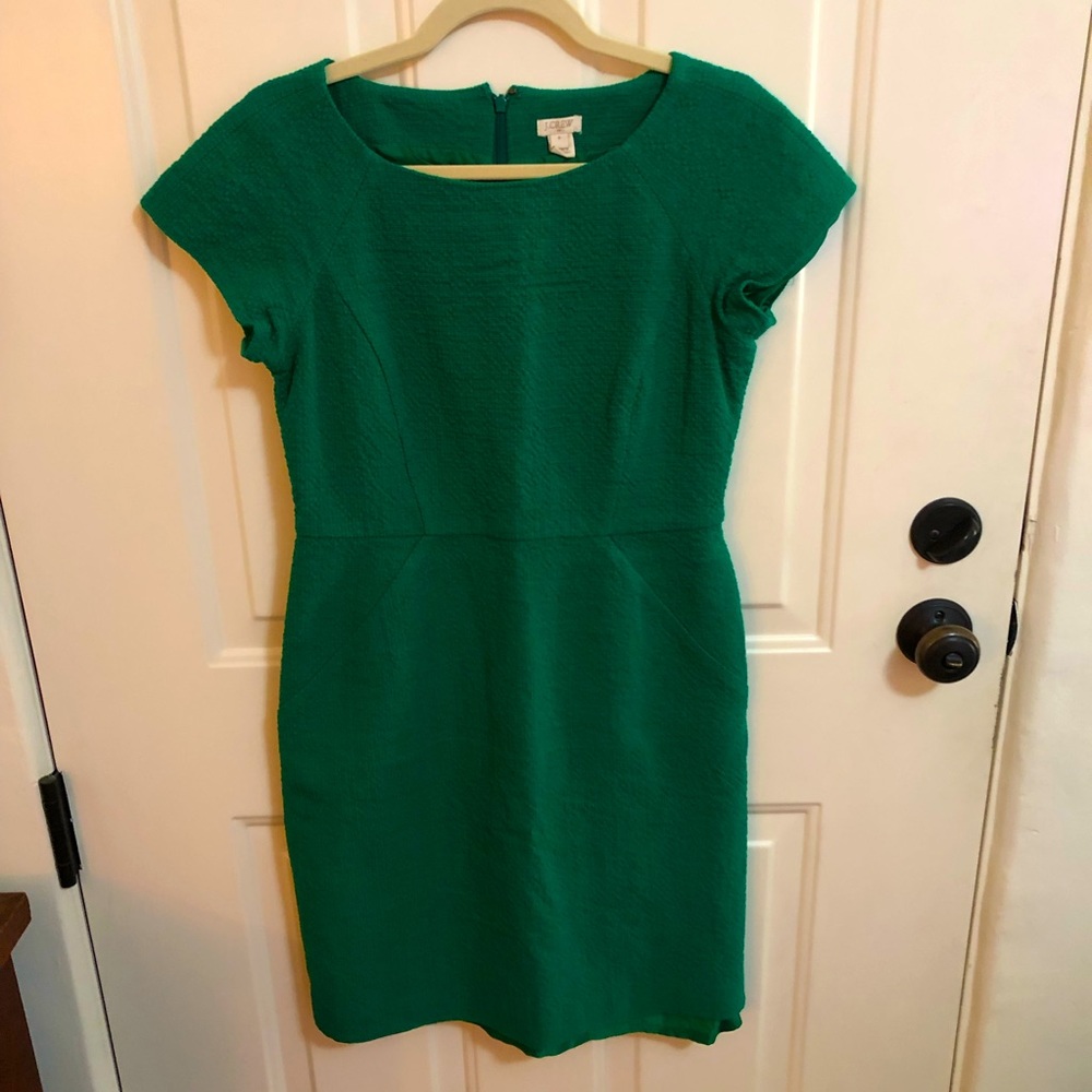 J. Crew Factory Emerald Green Boucle Dress